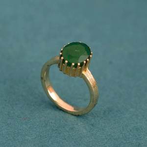 Bague en argent sterling 925 faite à la main, design vintage, sertie de pierres, tendance, avec un ovale vert fraise, pour femmes et jeunes filles, idéale pour les fêtes, mariages et anniversaires - Product Image 3