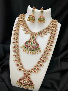 Elegante Moissanite chapado en oro collar conjunto de estilo para bodas y celebraciones festivas collar de latón para compromiso boda - Product Image 3