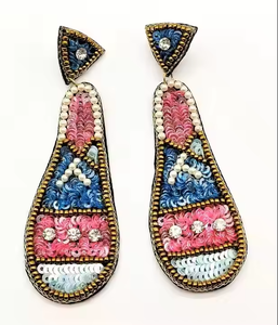 Boucles d'oreilles longues en perles de conception Boucles d'oreilles en perles de rocaille de qualité Boucles d'oreilles en perles de conception personnalisée pour cadeau - Product Image 4