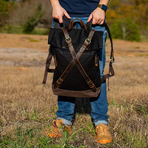 Mochila de Lona y Cuero de Lujo, Estilo Vintage, para Viajes, Senderismo, Escuela, Portátil, Directo de Fábrica, Transpirable, Ecológica, Gran Capacidad - Product Image 1