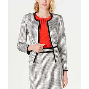 Calvin Klein Women's Piped Zip Front Reversible <b>Suede</b> <b>Jacket</b> Grey Size 4-Featuring Lambskin PU Leather <b>Bomber</b> Varsity for Autumn - Product Image 1