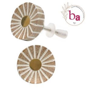 Boutons d'accents industriels en bois et laiton Poignées de porte et de tiroir pour armoires Armoires Armoires Commodes Chambres à coucher Salons Cuisine Utilisation - Product Image 1