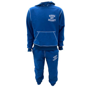 Survêtement de sport pour hommes XXL personnalisé, ensemble de jogging décontracté streetwear, sweat-shirt à capuche uni avec logo brodé et imprimé de points contrastés - Product Image 1