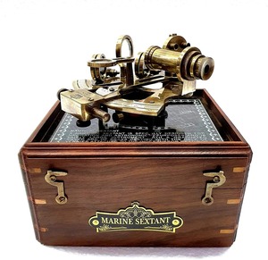 Telescopio náutico antiguo con caja de madera, astronómico marino Vintage - Product Image 2