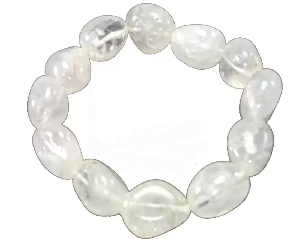 Pulseira de cristal de quartzo indiano, bracelete de cristal natural de quartzo com pedra preciosa, joias para homens e mulheres, presente de energia