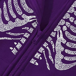 Sudadera con Capucha Vintage de Invierno, con Pedrería, Transpirable, de Algodón, con Estampado Digital, Lavada, con Logotipo Personalizado, OEM Disponible - Product Image 4