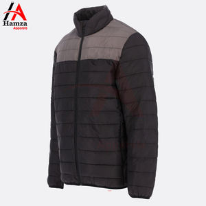 Chaqueta acolchada negra y gris ligera para hombre, ropa de abrigo cálida de invierno a prueba de viento con cierre completo de cremallera, cómoda para la temporada de primavera - Product Image 2