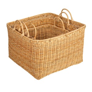 Set of 3 <b>Square</b> Rattan <b>Baskets</b> with Handles Handmade Storage <b>Basket</b> Wholesale eco-friendly Made in Vie - Product Image 3