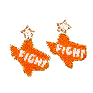 Nouveauté Boucles d'oreilles perlées Texas Fight Gameday Boucles d'oreilles perlées universitaires Boucles d'oreilles perlées pour les jours de match universitaires - Product Image 1