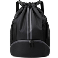Sac à dos de sport en polyester imperméable pour homme, avec cordon de serrage, motif zippé, sac de sport en lin, sac à dos à cordon de serrage, vente chaude