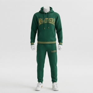 Conjunto Deportivo para Hombre, Sudadera con Capucha Verde Bosque, Pantalones Jogger Bordados, Ropa Deportiva, Ropa de Calle, Traje para Entrenamiento, Fitness y Actividades - Product Image 1