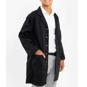 Custom Logo <b>Black</b> Women Lab <b>Coat</b> Uniform Hospital Dress Scrub Set Doctors <b>Men</b> <b>Long</b> <b>Coats</b> in <b>Black</b> Color Lab <b>Coat</b> Wholesale 2025 - Product Image 4