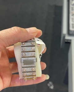 ETA Hip Hop Style Montre de luxe pour homme en acier inoxydable avec bracelet Ice Bling en or et diamant pour mouvement à quartz suisse - Product Image 5