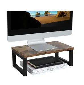 Винтажная деревянная подставка для монитора, многоцелевой Настольный органайзер, полка для ноутбука, компьютера 15,7 L X 9 W X 5,5 H(Dark Bro