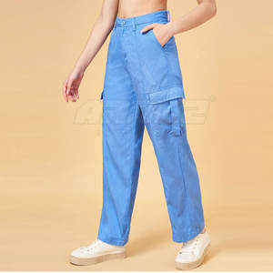 Pantalones Cargo de cintura alta para mujer con bucles de cinturón, diseño multibolsillo para ropa de calle, pantalones Cargo holgados para mujer - Product Image 4