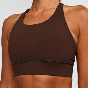 Women Sports <b>Bra</b> V-Neck Crisscross Straps Color Blocking Medium Support Breathable Yoga Activewear Seamless Spandex Polyester - Product Image 6