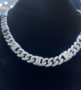 ชุดสำหรับผู้ชาย925เงินสเตอร์ลิงแบบคิวบาลิงก์ VVS Moissanite ประดับเพชรบาแกตต์ตัดช่องใส่เครื่องประดับแนวฮิปฮอป - Product Image 2