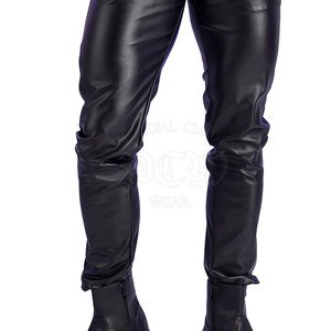 Popular <b>Men</b> Mid Straight <b>Leather</b> <b>Pants</b> Premium Stylish Fashion Windproof Lightweight Eco-Friendly Comfortable Casual Street - Product Image 5