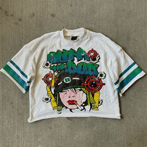 Venta al por mayor personalizada 100% algodón camiseta transpirable de punto de gran tamaño suelta ajuste sólido patrón Puff impreso camiseta para hombres - Product Image 3