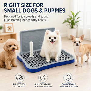 Inodoro de plástico lavable de 51 cm para cachorros con protector contra salpicaduras, inodoro interior para perros pequeños, envío directo desde la UE con poste para orina. - Product Image 3