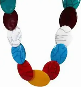 Collier Lucite en résine rouge non coupée fait à la main, bijoux indiens classiques de mode pour dames et filles faits à la main en Inde - Product Image 6