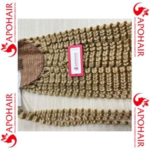 Extensions de cheveux humains vierges à 100% Remy, boucles naturelles, queue de cheval enveloppante blonde, alignement complet des cuticules, vente chaude - Product Image 3