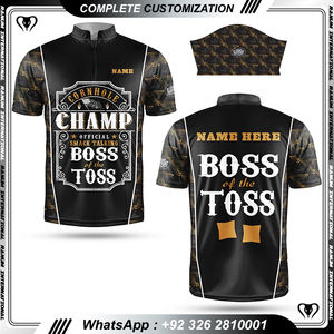 T-shirt régulier pour hommes avec logo personnalisé t-shirts cornhole cornhole de haute qualité coupe normale maillot demi-zip - Product Image 4