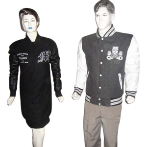 Veste universitaire en laine pour hommes Letterman Baseball College Jacket avec patchs en chenille brodés et manches en cuir - Product Image 1