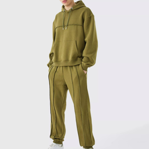 Nueva llegada de los hombres de ropa de calle personalizada chándal sólido de gran tamaño de ajuste de tela transpirable Casual Hoodie Set OEM 2025 - Product Image 2