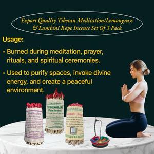ชุดธูปทำมือจากทิเบต ผลิตจากธรรมชาติ กลิ่นตะไคร้หอม ไม้จันทน์ลุมบินี กระดาษล็อกตะรักษ์โลก คุณภาพสูง พร้อมเชือก - Product Image 2