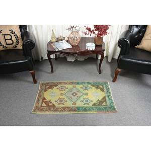Alfombra de lana marrón amarilla estilo bohemio 1,9X3,3 pies tejido plano turco patrón de retazos de área grande para pasillo adolescente alfombra rectangular para habitación - Product Image 3
