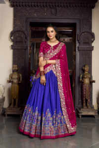 Élégant Foil Print Tasar Silk Lehenga avec Sequins Embroidery Blouse Dupatta et peut coudre pour B2B Global Traders - Product Image 3