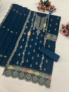 Salwar Kameez Elástico Bordado en Seda Georgette de Alta Calidad, Color Brillante, Diseño Pakistaní para Fiestas - Product Image 4