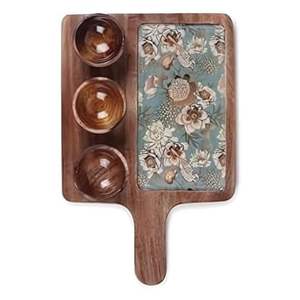 Plateau de service alimentaire de cuisine personnalisé en bois, métal, acrylique, rectangulaire, pour les collations, les fruits, les biscuits - Product Image 2