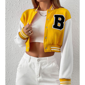 2025 Otoño Invierno mujer Varsity chaqueta Crop Fitness hecho a medida Chenille Patchwork bordado mujeres Letterman Varsity chaquetas - Product Image 4