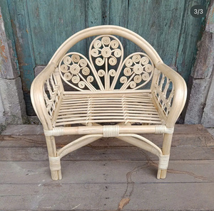 Handmade rattan mini white <b>wicker</b> loveseat bench props - Photo Booth Chair - photo chair props factory price - Product Image 5