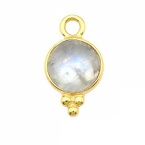 6mm Moonstone Faceted Stone Bezel Set <b>Charm</b> Tiny Moonstone Pendant <b>for</b> Dainty Necklace or <b>Jewelry</b> <b>Making</b> - Product Image 1