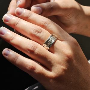 Lightweight <b>Silver</b> <b>Spinner</b> <b>Ring</b> with Texture Gemstone Band Elegant Fine Jewelry for Weddings Parties or Anniversaries - Product Image 1