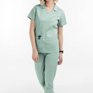 Chemise de travail pour hommes adultes, uniforme d'hôpital, col en V, manches courtes, couleur personnalisée, tissu en coton, chemise de travail pour hôpital - Product Image 2