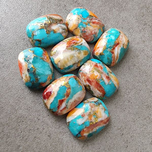 Calidad AAA, ostra espinosa Natural, turquesa, forma de rectángulo, cabujón, parte posterior plana, calibrado, piedras preciosas al por mayor, todos los tamaños disponibles - Product Image 3