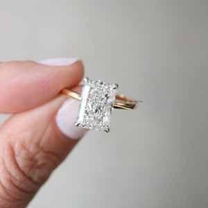 Anillo de boda de corte radiante de hielo triturado elegante hecho a mano de 3,31 quilates, solitario minimalista, joyería nupcial, certificado GRA para ella - Product Image 2