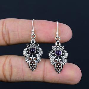 Boho Style 925 Sterling Silver Améthyste Gemstone Boucles D'oreilles Bijoux À La Main Boucles D'oreilles En Argent Bijoux Pour Femmes Cadeau De Mariage Elle - Product Image 3