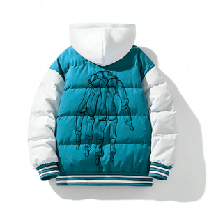 Vêtements décontractés hommes coupe-vent extérieur automne et hiver hommes cajou fleur imprimé à capuche coton veste épaisse manteau - Product Image 2