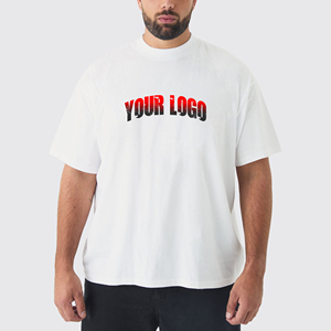 Custom Logo 100% cotton Heavyweight 300GSM Drop Shoulder <b>Short</b>-<b>sleeved</b> solid <b>white</b> colour Oversized hip hop men's t-<b>shirts</b> - Product Image 1