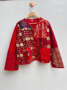 คอลเลคชั่นใหม่แจ็คเก็ตผ้าฝ้ายบุนวมวินเทจสำหรับผู้หญิงเสื้อโค้ทกันหนาวแบบกลับด้านได้มีกระดุมสไตล์อินเดียขนาดใหญ่พิเศษ - Product Image 6