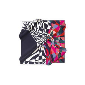 Navy Blue Silk <b>Square</b> <b>Scarf</b> with Geometric Dot Pattern - Product Image 1