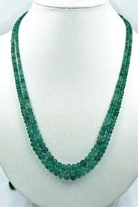 Collier Rondelle lisse 2 rangs d'émeraude naturelle zambienne Cadeau pour elle - Product Image 3