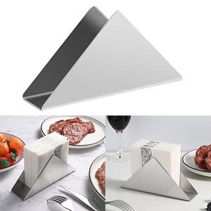 Support de rangement pour serviettes en métal argenté en forme de triangle moderne pour organisateur de table à manger - Product Image 3