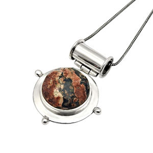 925 Silver Round Shape Pendant Natural Rhodochrosite Gemstone Fashionable Casual Handmade Jewelry Party Wear <b>Gift</b> Made in India - Product Image 2