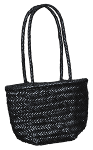 Eco-Friendly Handwoven Black Wicker Tote <b>Bag</b> Lightweight with <b>Long</b> Braided Leather Handles Durable Handmade Shoulder Handbag - Product Image 2